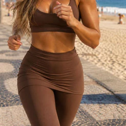 Calça Legging Saia Transpassada Evangelica Academia Fitness Yoga Casual Caminhada Ravenna