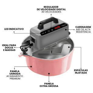 Panela Misturadora Automática para Doces e Massas SARO G3 10 Litros Rosa Claro Bivolt · foto 2