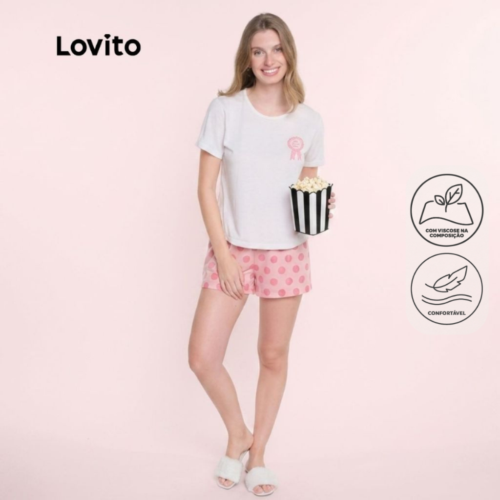 Lovito Conjunto de Pijama Curto Estampa Bolinhas PJB19611991