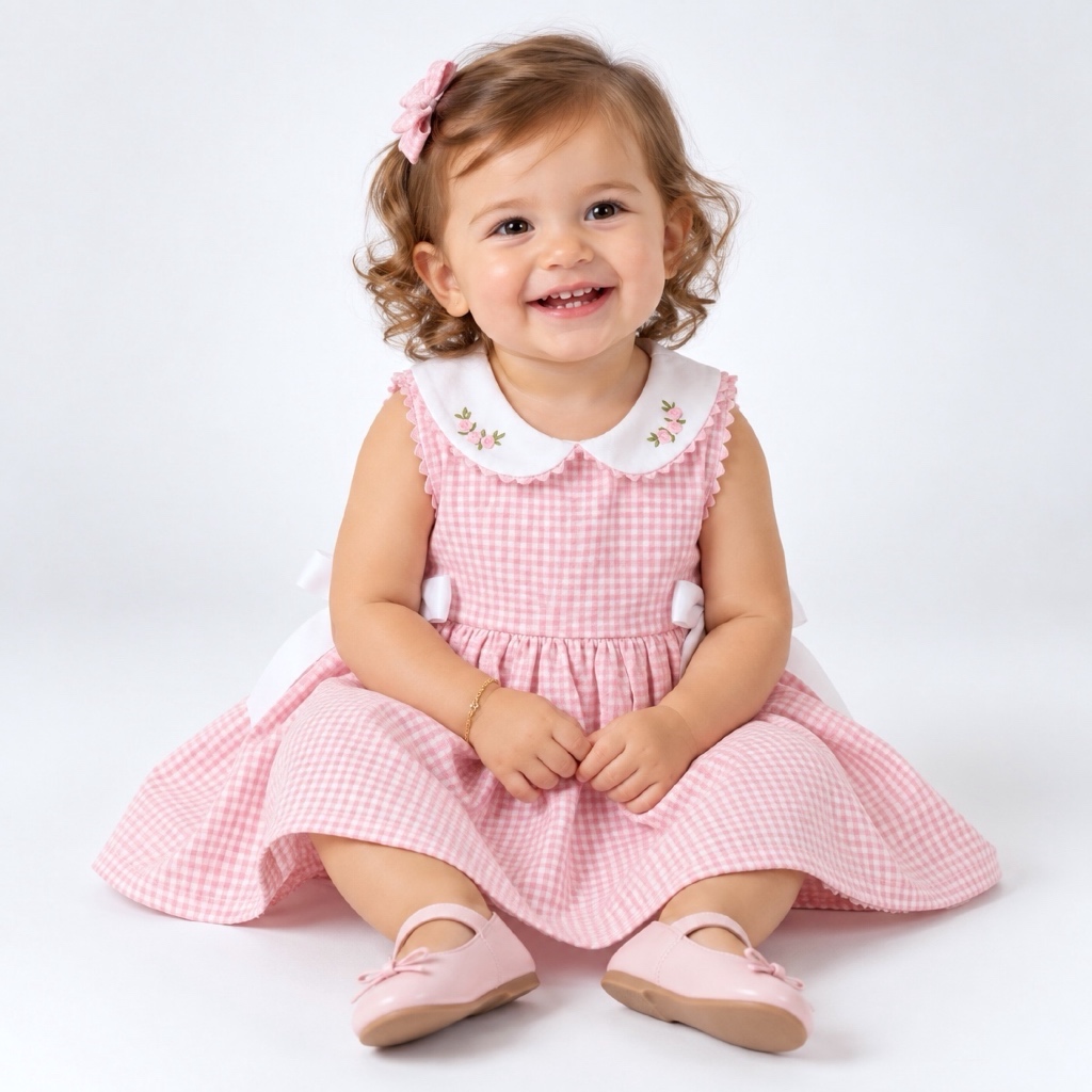 Vestido Bebê Menina Rosa Bebê Luxo Festa 100% Algodão Mundo Nina