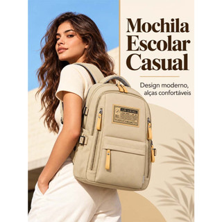 JAMI JAMI Mochila Retrô Americana Impermeável para Escolar com Vários Compartimentos Resi…