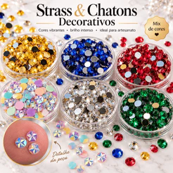 Kit até 1000un Strass 4mm base reta colagem Chaton Acrilico Resina Pedraria Customização Unha Sandalia Roupa Maquiagem