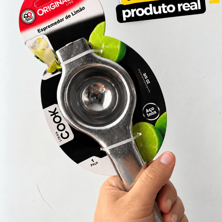 Espremedor de Limão Inox Manual 20cm Original Line Utensílio de Cozinha Multiuso Resistente para Limão, laranja e alho — imagem 2 de 2
