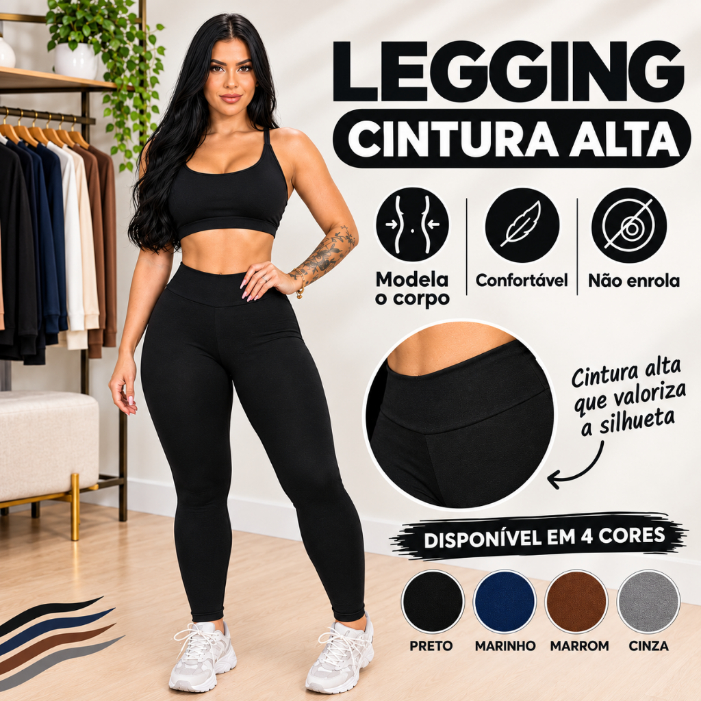 Legging academia cintura alta Premium Suplex Levanta Bumbum Tecido Grosso Não é Transparente