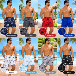Short Tactel Masculino Perfeito para Praia Academia Treino Dia a Dia Estampa de Coqueiro