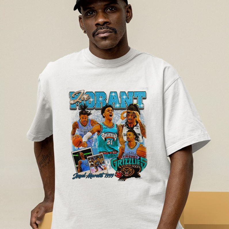 Camiseta Oversized La Morant Basquete Masculina Streetwear Estilo Esportivo Moda Urbana Pronta Entrega