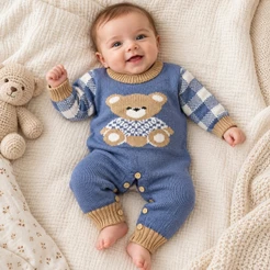 Macacão bebê Tricot Ursinho Clássico Yan