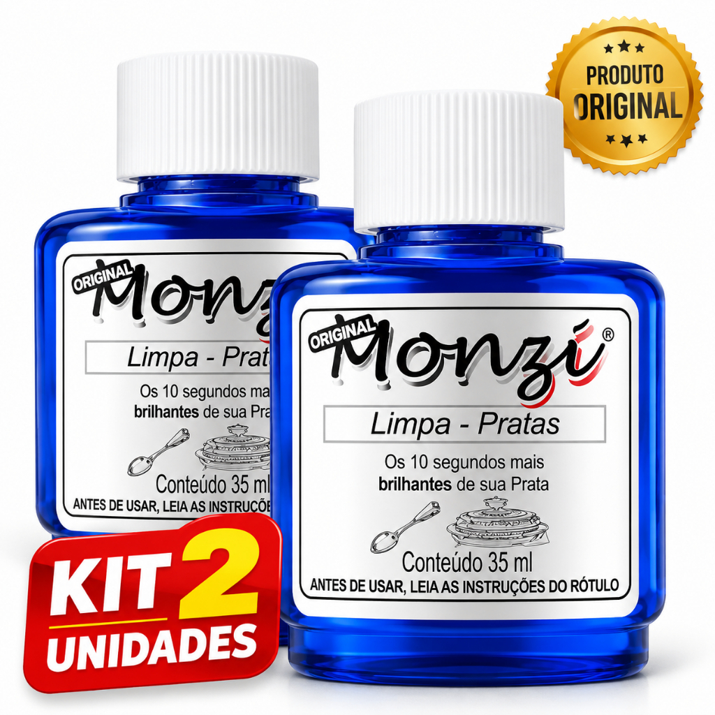 2 Limpa Pratas Monzi Original 35ml para Joias Prata 925 Tira Manchas Oxidação Dá Brilho
