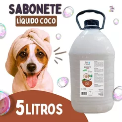 Shampoo e Condicionador 5 Litros Coco Limpeza Cuidado Cachorro Pet Clean Cão Gato Sabonete Liquido