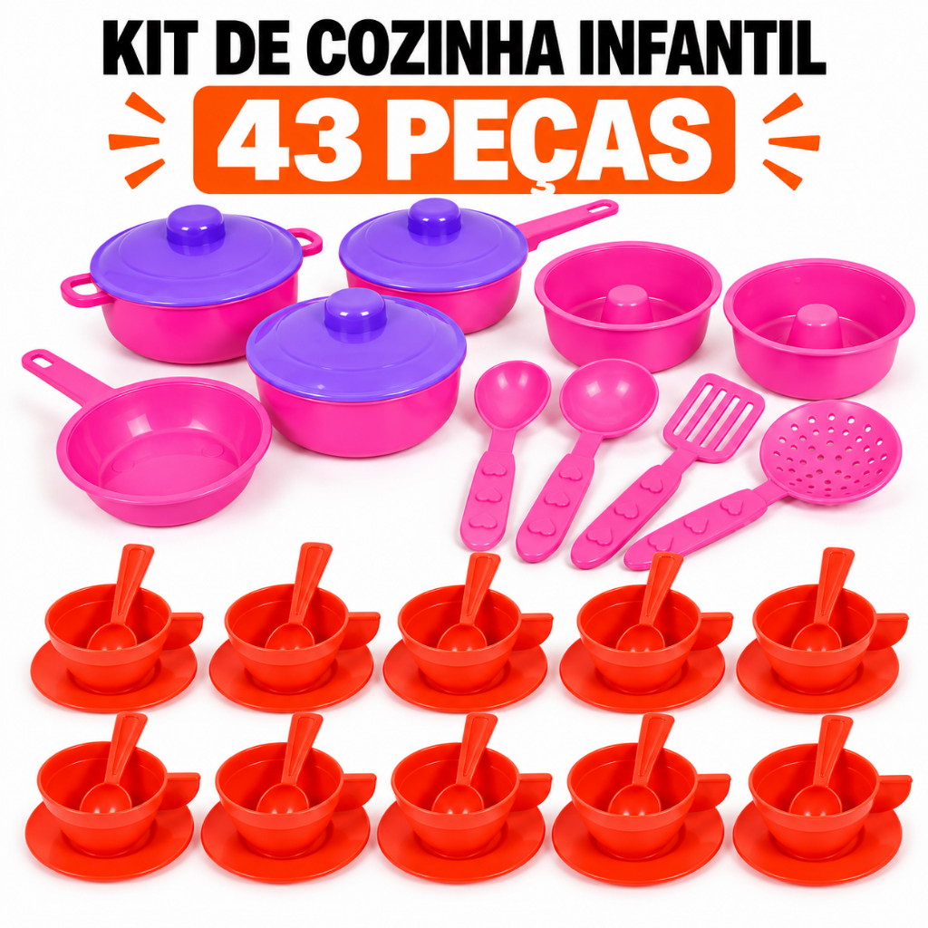 Kit Cozinha Infantil de Brinquedo Eletrodomésticos Utensílios Acessórios