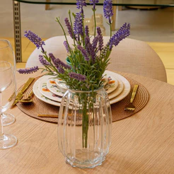 Vaso Reflexos 19,5cm Vidro Lyor Decorativo Facetado para Flores Arranjos Mesa Aparador Prateleira Sala Quarto Elegante