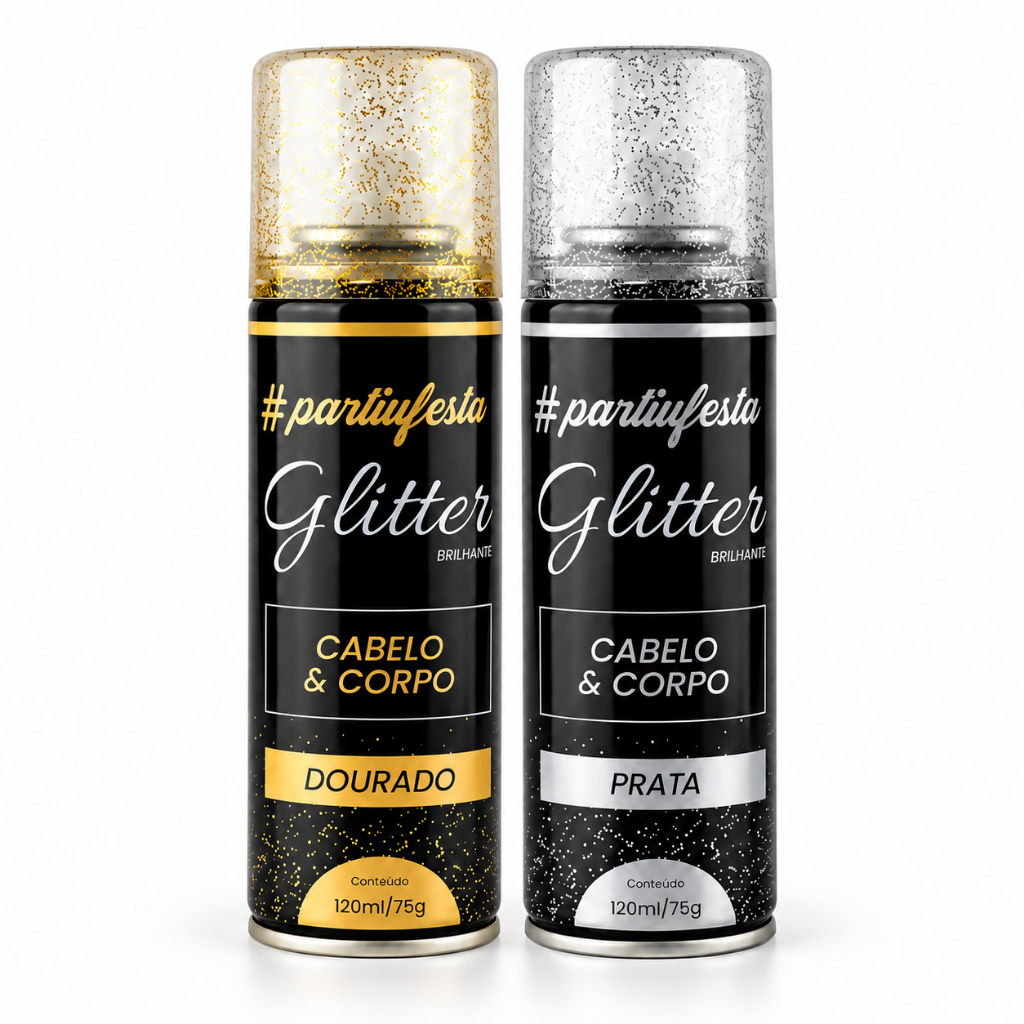 Spray Glitter Brilhante 120ml Cabelo & Corpo Cabelo Maluco Carnaval #PARTIUFESTA