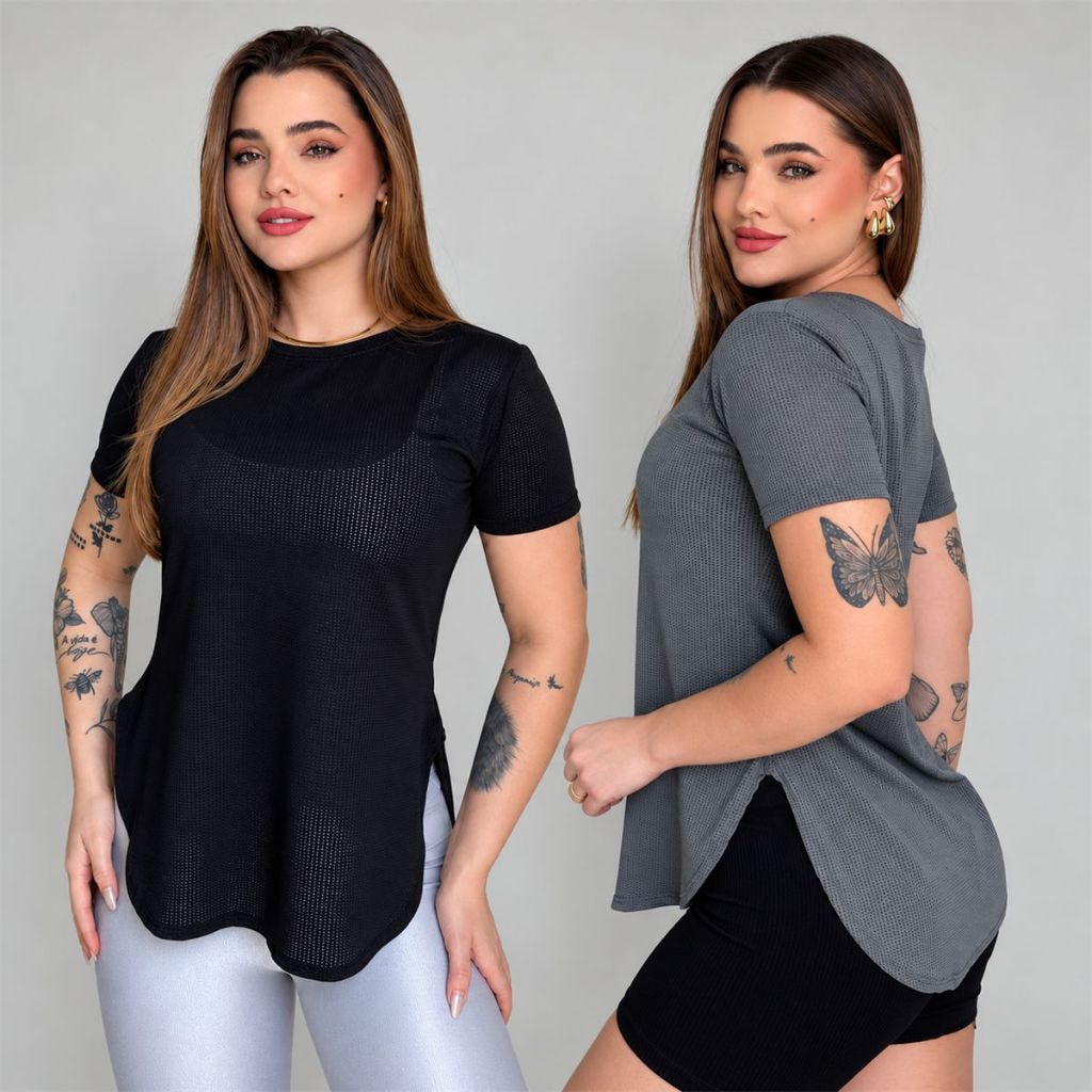 Blusas Dry Fit Oval Tapa Bumbum Camiseta Fitness Básica Academia Treino