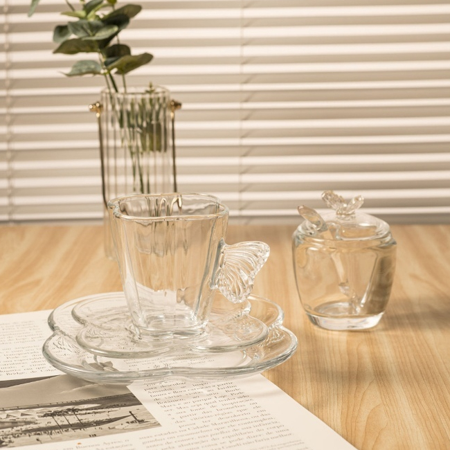 Açucareiro de Vidro Butterfly 130ml com Colher Wolff para Açúcar Adoçante Café Chá Mesa Organização Cozinha Elegante · foto 2