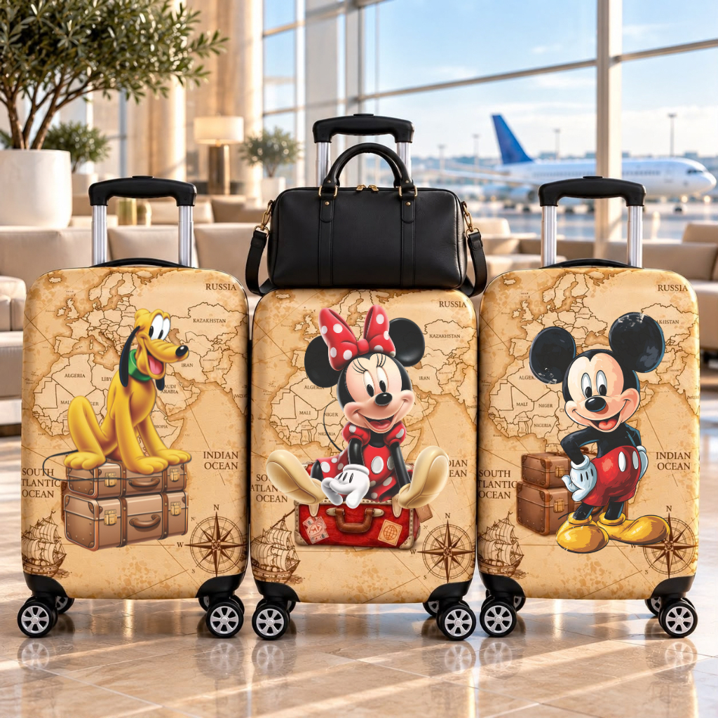 Capa Protetora Para Mala De Viagem Suplex Estampas Mickey Minnie Infantil