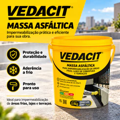 Massa Asfáltica Vedacit Impermeabilizante Massa Asfáltica Áreas Frias Lajes Terraços Massa Asfáltica Pronta