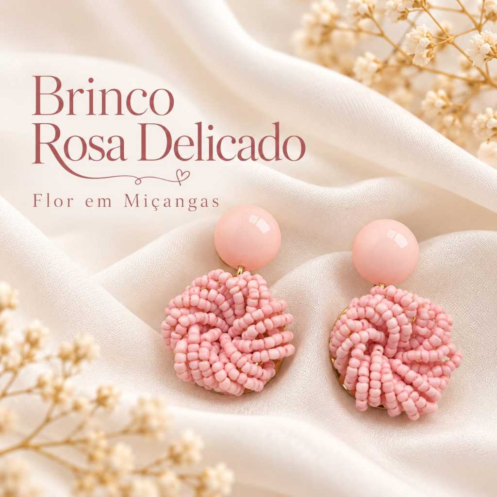 Brinco Feminino Rosa Delicado Dourado Flor Delicado Elegante Leve Moda 2026