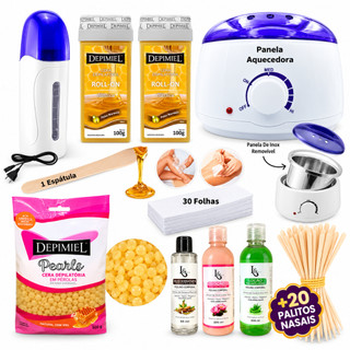 Kit Panela De Cera Aquecedor Rollon Depilação Caseira