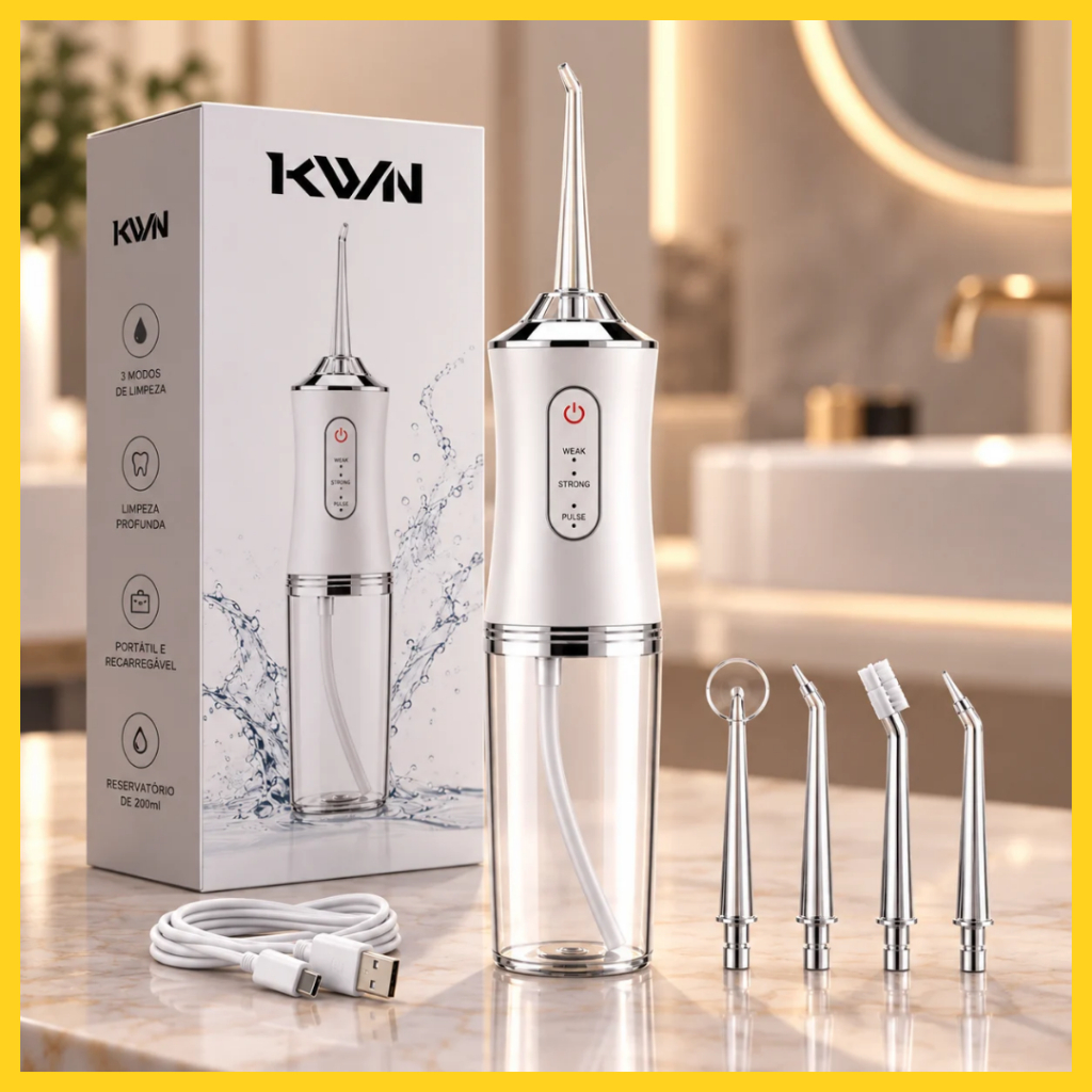 Irrigador Dental Oral Recarregavél 230ml Higiene Limpeza Bucal Portátil
