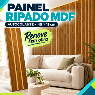 Kit Placas Painel Ripado MDF Autocolante 45x11cm – Decoração Moderna Sem Obra