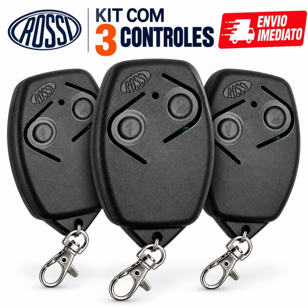 Kit 3 Unidades de Controle Remoto de Portão Rossi TX HCS 433