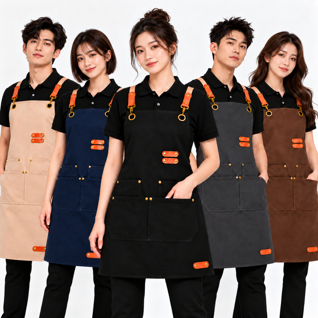 Avental Lona Canvas Impermeável Profissional 4 Bolsos Ajustável Cozinha Churrasco Unissex Resistente