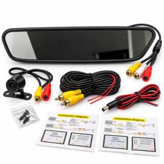 Retrovisor Visor Espelho Tela Lcd Veicular + Câmera De Ré