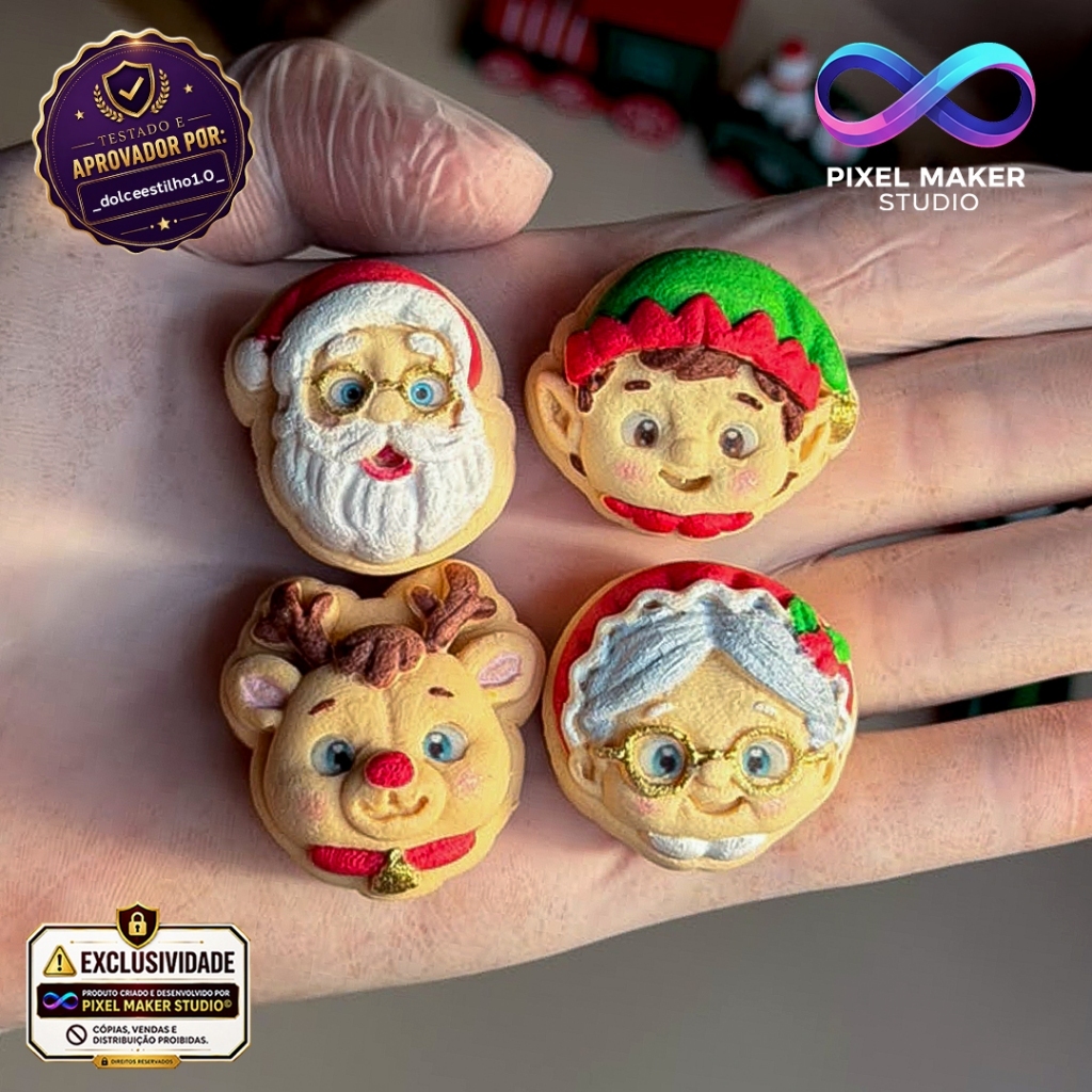 Ejetores de Brigadeiro Natal - Papai Noel e Mamãe Noel - Pixel Maker Studio