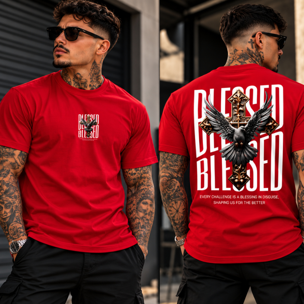 Camiseta Masculina Estampada Gavião Blessed Estilosa Streetwear 100% Algodão Camisa Premium