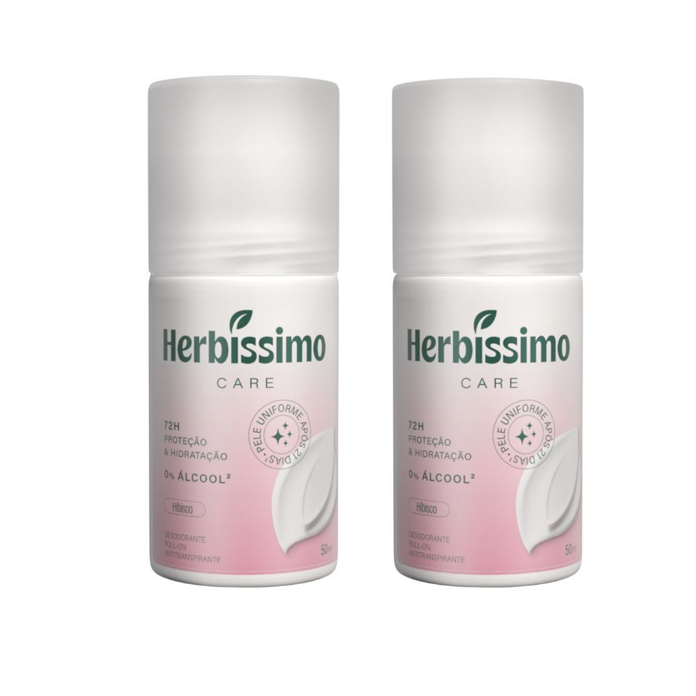 Kit Desodorante Roll-On Antitranspirante Herbíssimo Care Hibisco 50ml (2 unidades)