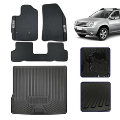 Kit Jogo de Tapete Interno Emborrachado + Bandeja Protetor Porta Malas para Duster 2016 17 18 2019