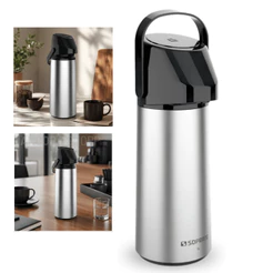 Garrafa Térmica Café Bomba De Pressão Soprano Rubi Inox 1L Não Pinga