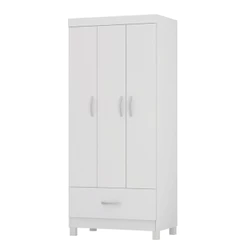 Guarda Roupas Solteiro 3 Portas 1 Gaveta Branco Prince Demóbile
