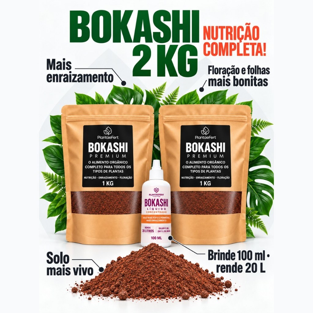 Fertilizantes Para Plantas 2kg Farelado Com Brinde Bokashi 100ml Melhora Eficiência Nutricional e Crescimento Estrutural