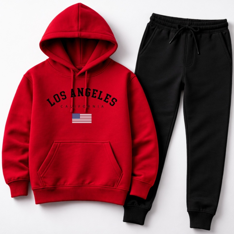 Conjunto Moletom Infantil PREMIUM Flanelado Moletom e Calça Estampado Los Angeles Quentinho Confortável