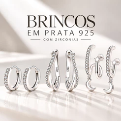Brincos em Prata 925 com Zircônias Cravejadas - Argola, Torcido e Lua & Estrela