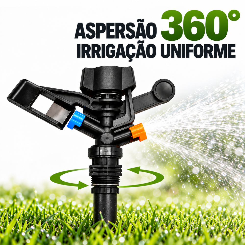 Aspersor de Impacto Irrigação Rosca 1/2 Macho Kit 6 Peças Jardim Horta Gramado Plástico Durável — imagem 2 de 2