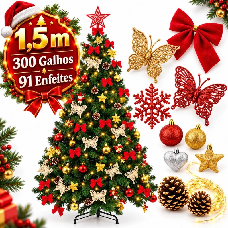 🎄 Árvore de Natal Premium Cheia e Decorada!