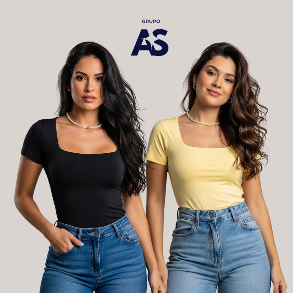 KIT COM 2 BLUSINHAS BABY LOOK BÁSICAS COM DECOTE QUADRADO FORRO DUPLO FRONTAL VARIAS CORES VERÃO