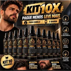 KIT 10X Tônico Capilar Cavanhaque Bigode Barba Cabelo Pro Barber Crescimento Fortalecedor antiquebra Envio Imediato