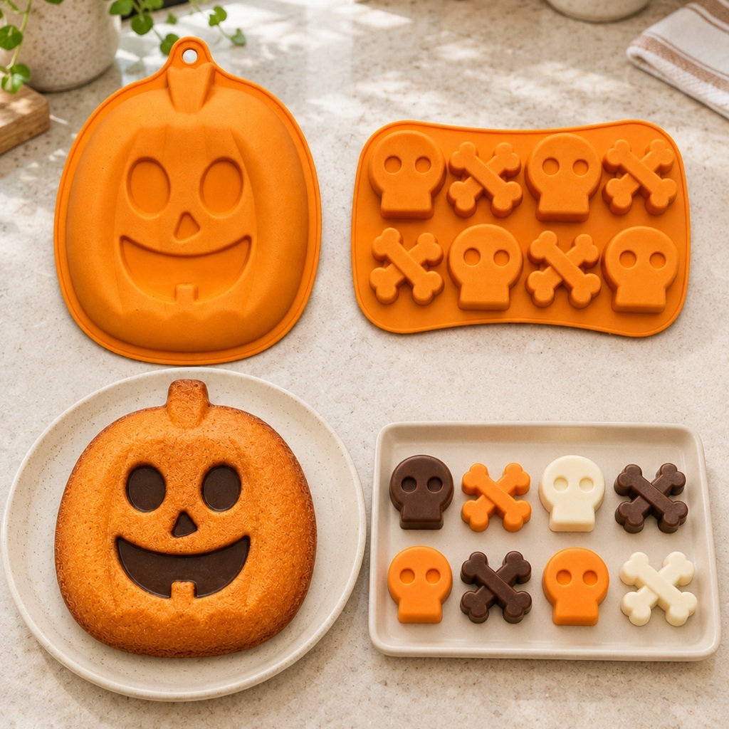 Forma de Silicone Antiaderente Halloween para o Dia das Bruxas reutilizável festa GRATIS 1 FORMA DE DOCES