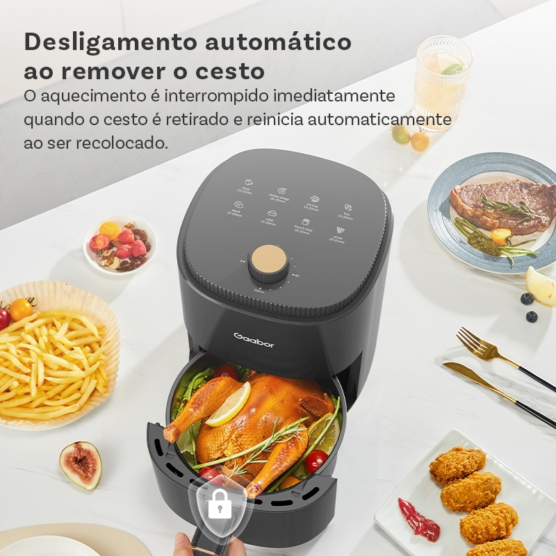 Gaabor 127V Air Fryer 2.8L Circulacao Ar 360° Cozimento Uniforme Timer Antiaderente AF-35M02A — imagem 2 de 2
