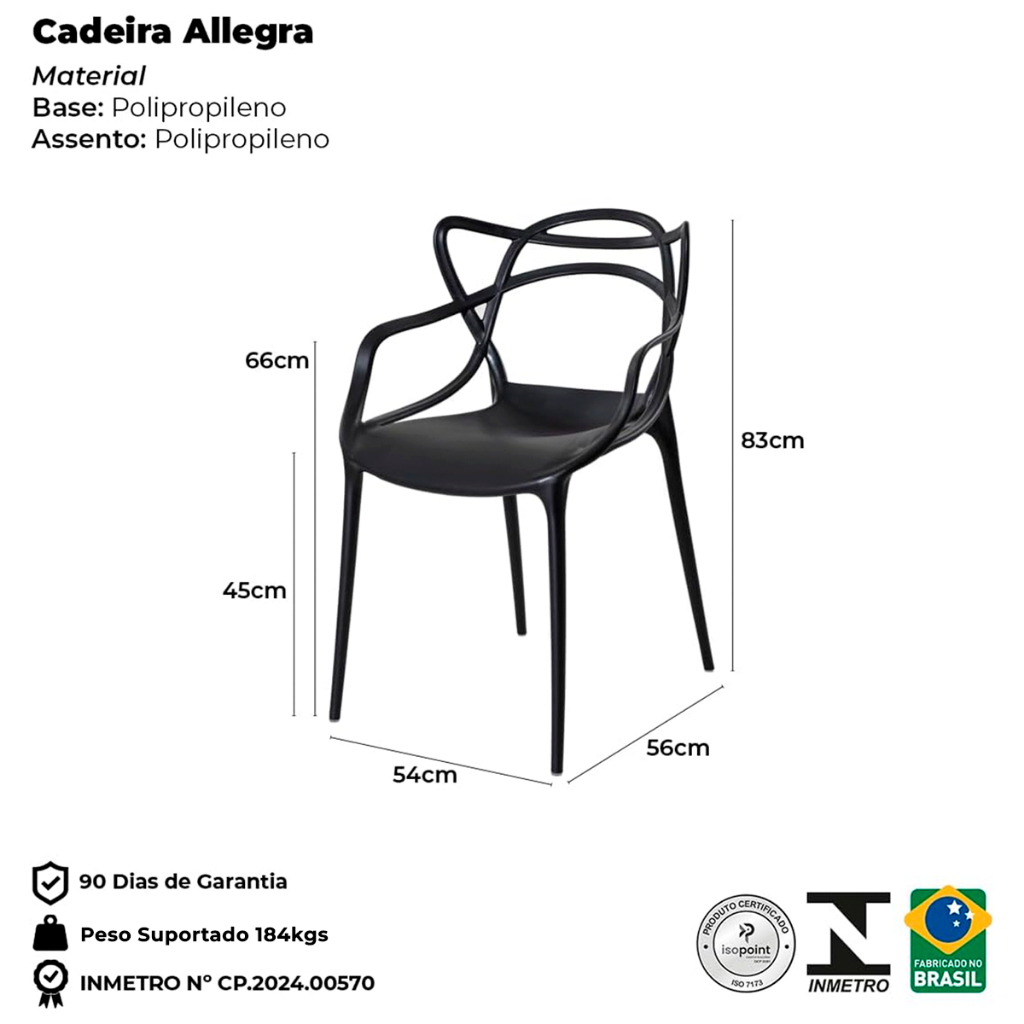 Kit 8 Cadeiras Allegra Polipropileno Sala de Jantar Cozinha Jardim Empilhável · foto 2