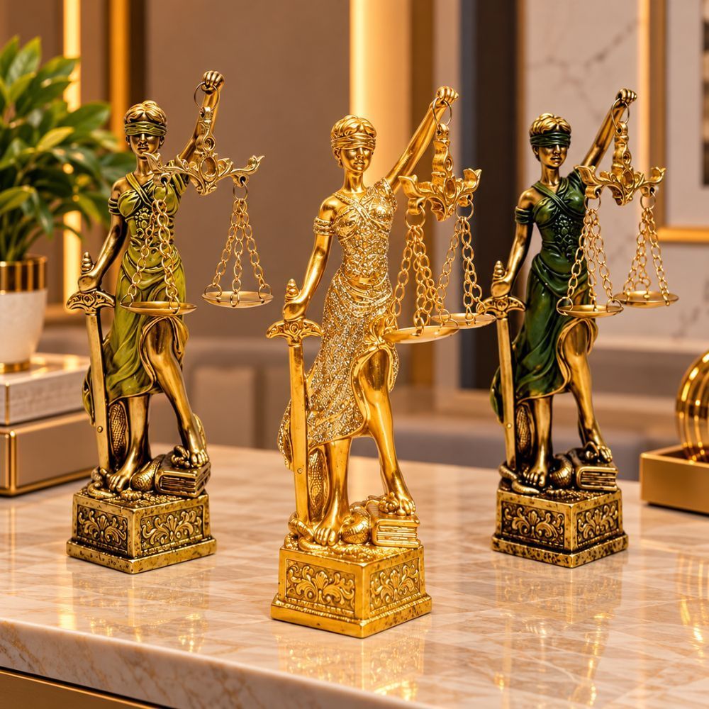 Estátua Deusa Da Justiça Themis Decorativa De Resina Escultura Dama Do Direito Pequena 14x7cm