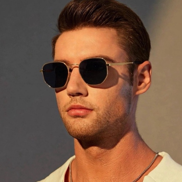 OCULOS DE SOL HEXAGONAL METAL LENTE POLARIZADO UV 400