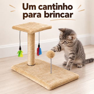 Arranhador Para Gatos Poste Brinquedo Bolinha Interativo