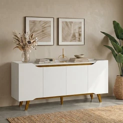 Buffet Retrô Shop 4 Portas Aparador para Sala de Jantar Cozinha Olivar
