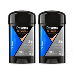 Kit 02un Desodorante Rexona Masculino Clinical Clean Creme 58g