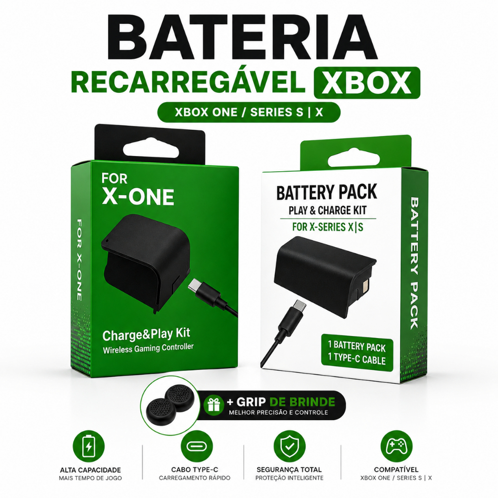 Carregador Bateria Para Controle Xbox One S Fat Series S Recarregável