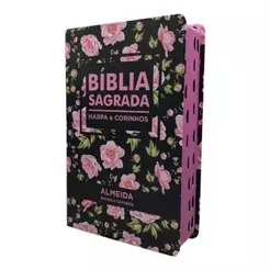 Bíblia Sagrada Letra HiperGigante Com Harpa Revista e Corrigida - João Ferreira De Almeida - Capa Flores Rosa
